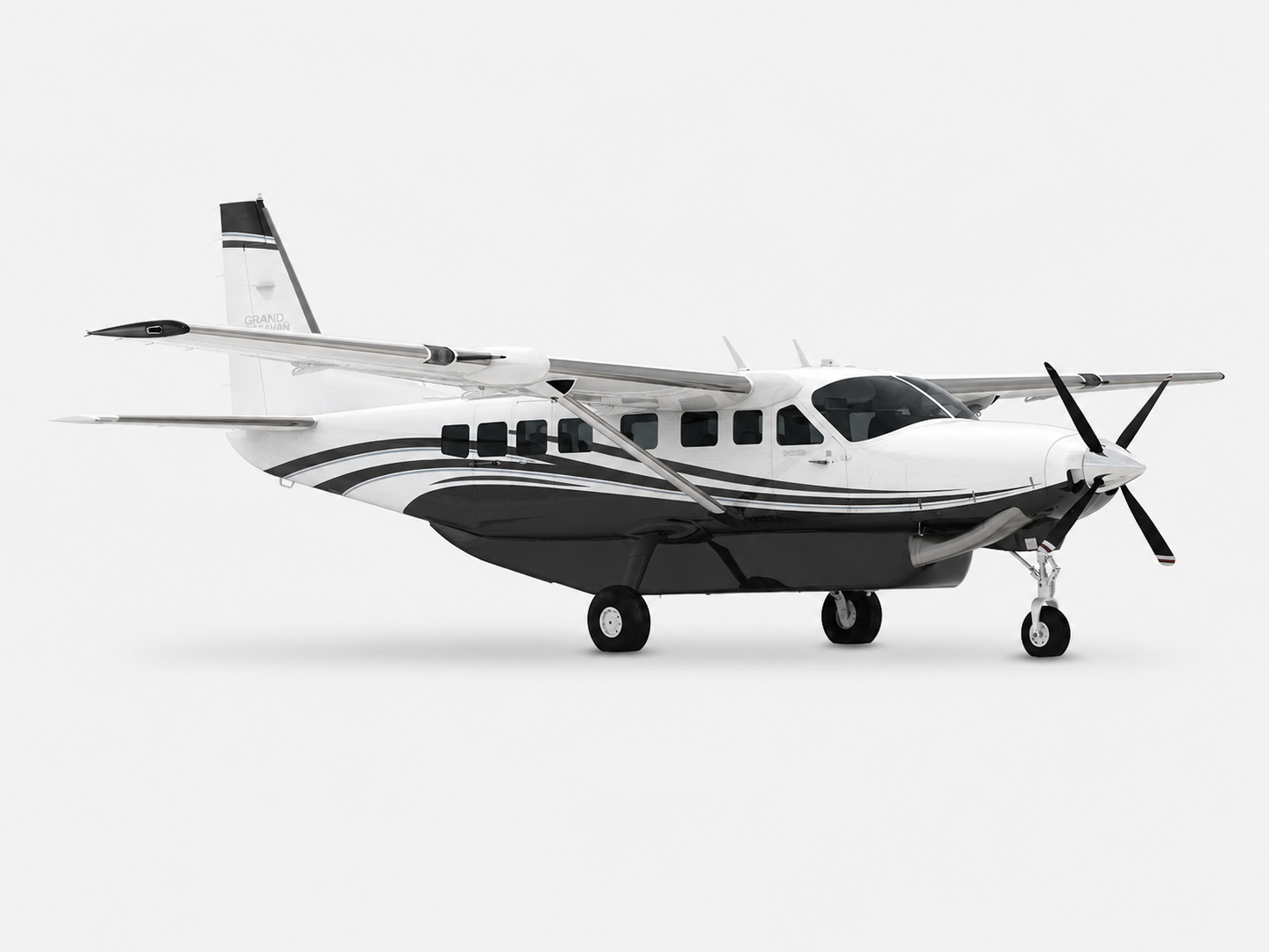 Cessna Caravan turboprop aircraft on simple white background
