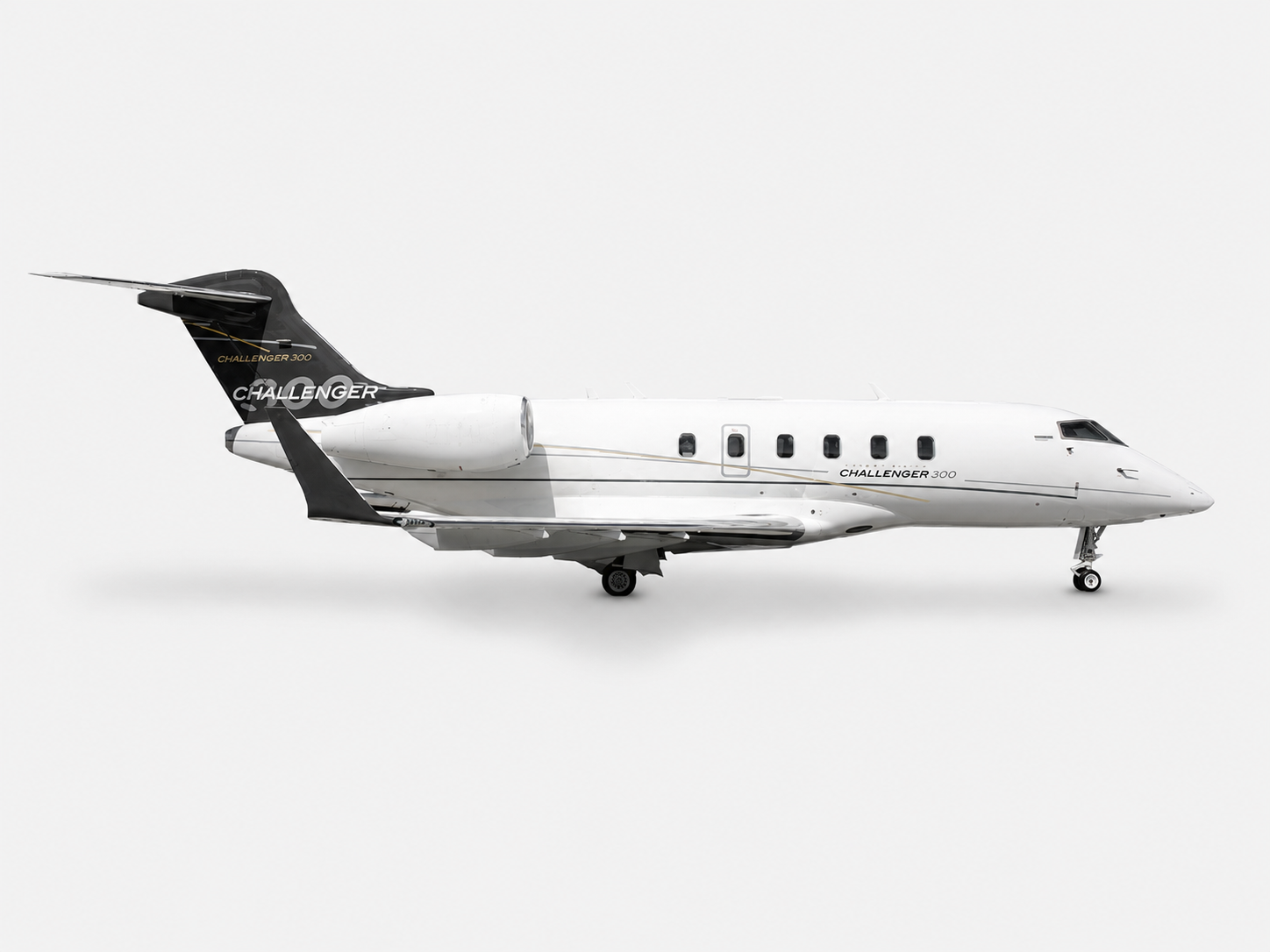 Challenger 300 super mid jet on simple white background
